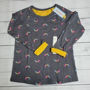 Cat & Jack Double-Knit Long Sleeve Shirt Girls Size Large (10/12) Gray Rainbow